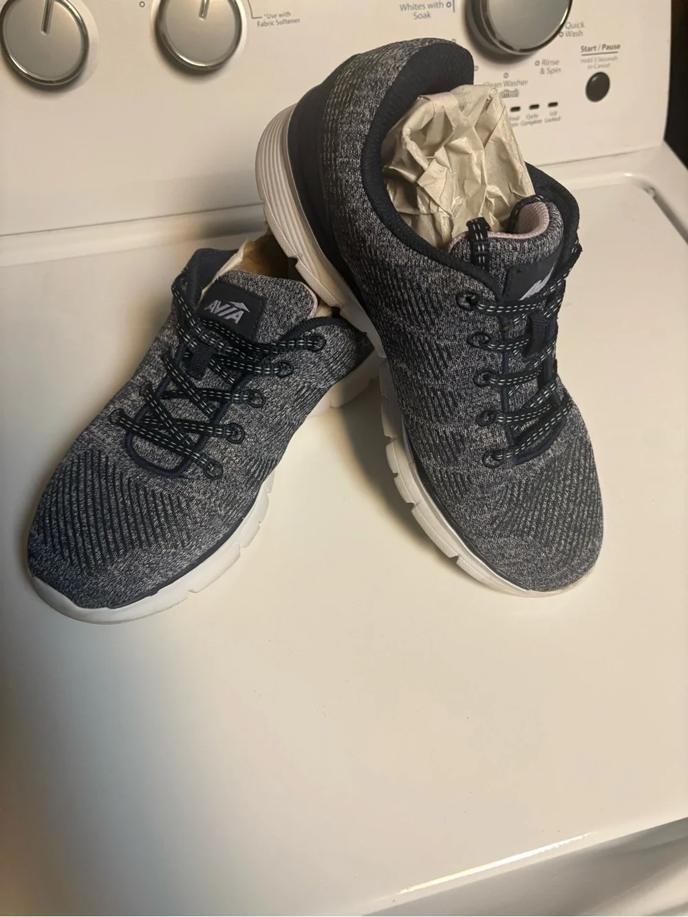 Avia Navy Knit Slip-On Athletic Sneakers with White Sole